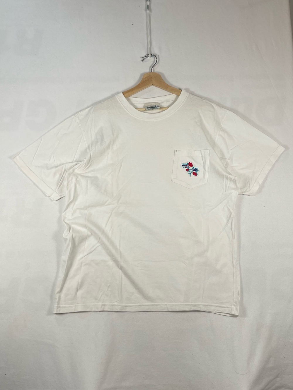 Vintage Northern Reflections White Pocket Flower Embroidered T shirt mens Sz XL